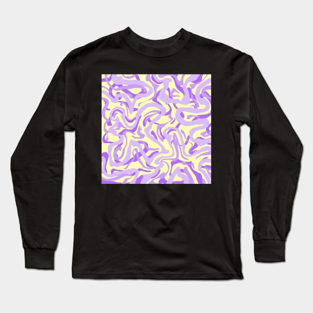 Purple an Yellow Groovy Marble Long Sleeve T-Shirt by Velvet Earth